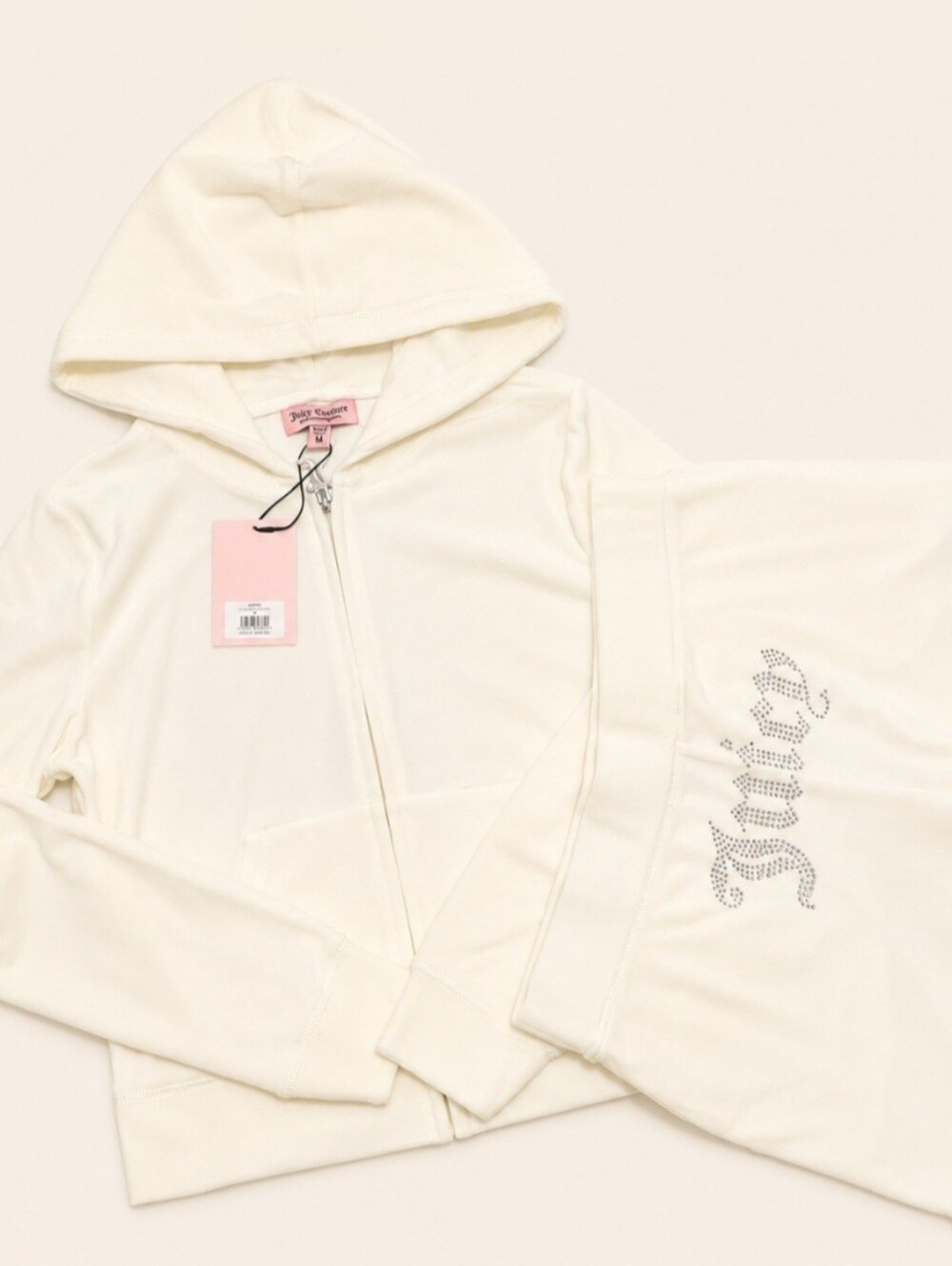 Juicy Couture Oyster Velour Zip Hoodie & Shorts Set - M